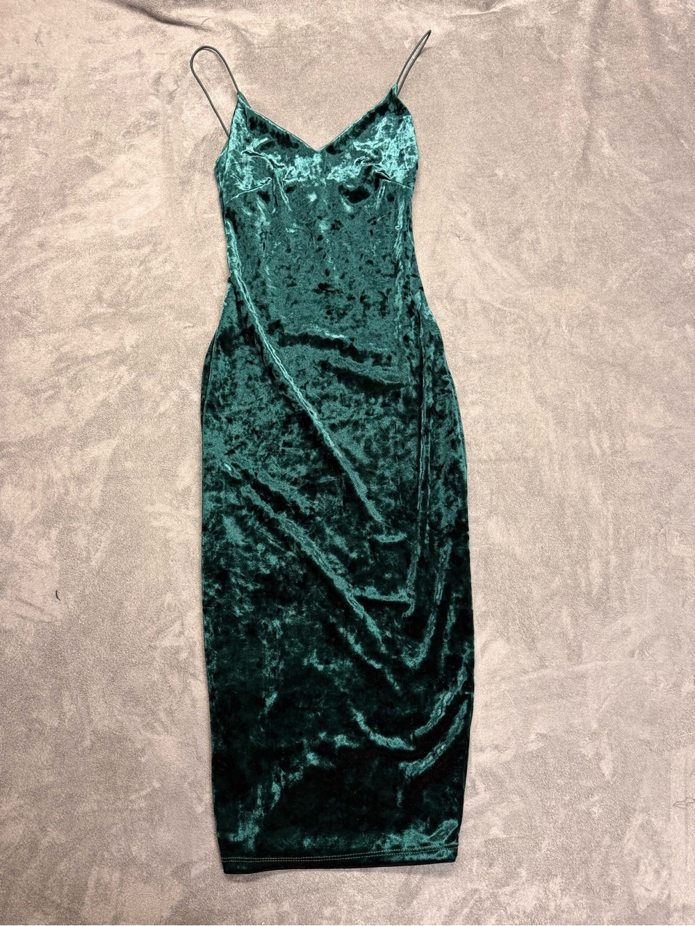 Revamped Emerald Green Velvet Slip Midi Dress